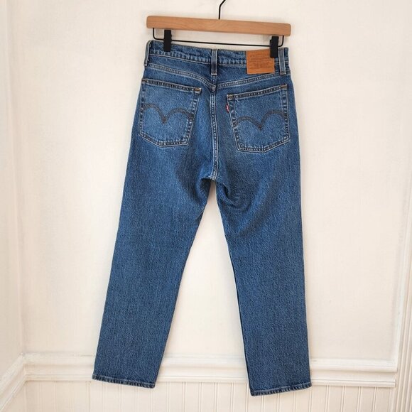 Levi's Premium Big E Wedgie Straight Medium Wash Button Fly Mom Jeans Women's 26 - Picture 3 of 13